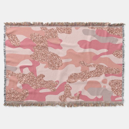Couverture Camouflage Rose Gold Blush Pink Camo Motif de l'ar (Devant)