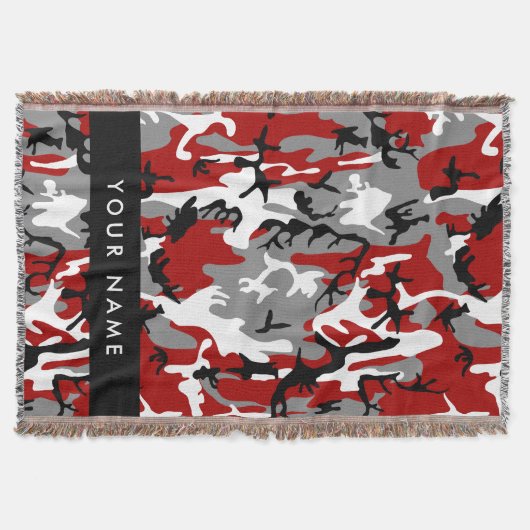 Couverture Camouflage rouge et gris Votre nom Personnaliser (Devant)