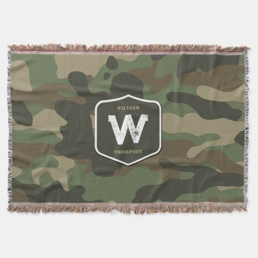 Couverture Camouflage vert Camo Motif de l'armée Monogramme (Devant)