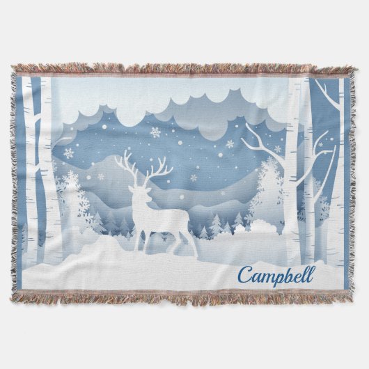 Couverture Campbell Personnalisé White Stag Winter Scène (Devant)