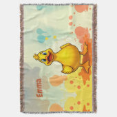 Couverture Canard Jaune Douce Jaune Jette Blanche - Nom Perso (devant Vertical)