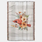 Couverture Cardinal d'aquarelle avec Fleurs d'automne et Plai (devant Vertical)