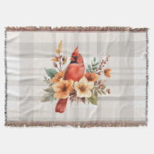 Couverture Cardinal d'aquarelle avec Fleurs d'automne et Plai (Devant)