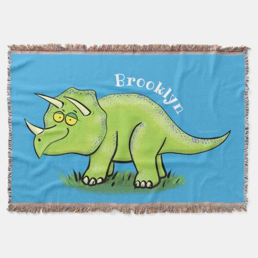 Couverture Caricature de dinosaure de triceratops vert mignon (Devant)