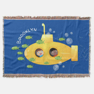 Couverture Caricature de poisson sous-marin jaune mignon