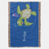 Couverture Caricature joyeuse de tortue de mer verte mignonne (devant Vertical)