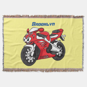 Couverture Caricature moto de sport rouge mou