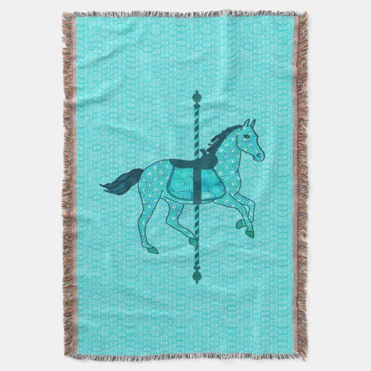 Couverture Carousel Horse - Turquoise et Aqua (devant Vertical)