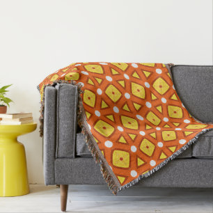 Couverture Carré orange et triangle motif rétro naïf