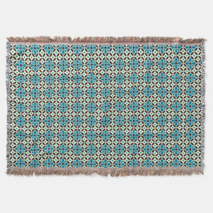 Couverture Carreau géométrique vintage vert marron étoile de
