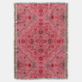 Couverture Carreaux floraux en rouge et pastèque rose (devant Vertical)