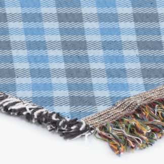 Couverture Carreaux Gingham Bleu de Base/Bleu Bébé en Diagona