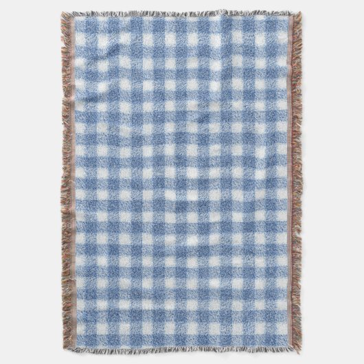 Couverture Carreaux Gingham Bleu et Blanc Classiques (devant Vertical)