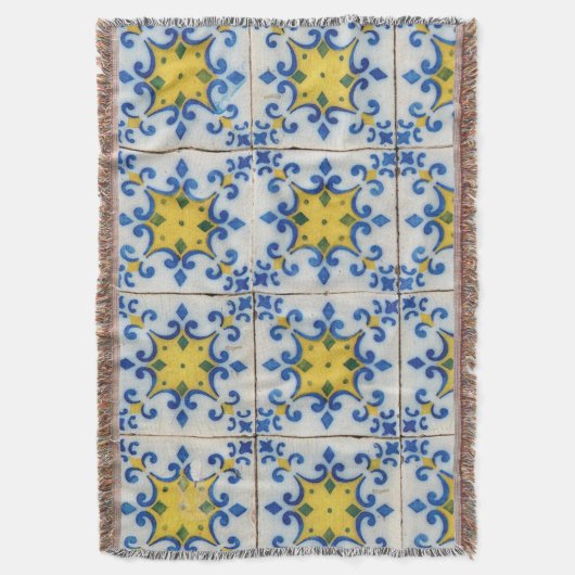 Couverture Carreaux portugais - Azulejo Motif bleu et jaune (devant Vertical)