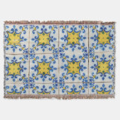 Couverture Carreaux portugais - Azulejo Motif bleu et jaune (Devant)