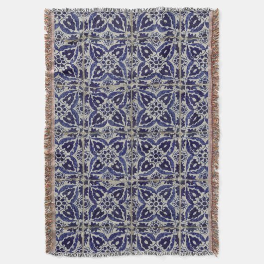 Couverture Carrelage italien rustique Azulejo bleu blanc géom (devant Vertical)