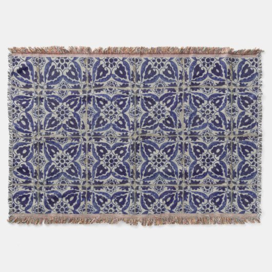 Couverture Carrelage italien rustique Azulejo bleu blanc géom (Devant)