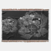 Couverture Carte de l'île d'Hawaii Grosse tortue Hibiscus Plu (Devant)