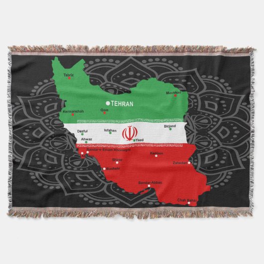 Couverture Carte de l'Iran avec drapeau et emblème (Devant)