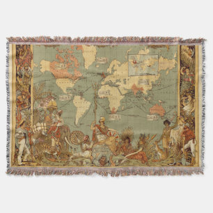 Couverture Carte du monde Antique 1886 Illustré