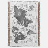 Couverture Carte du monde Art noir blanc Nautique (devant Vertical)