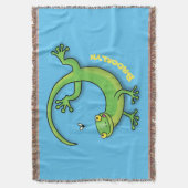 Couverture Cartoon de lézard vert heureux avec une salutation (devant Vertical)