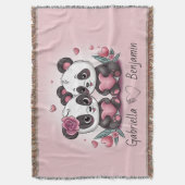 Couverture Cartoon mignon Panda amoureux Coeur Saint-Valentin (devant Vertical)