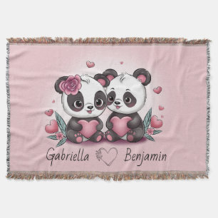 Couverture Cartoon mignon Panda amoureux Coeur Saint-Valentin