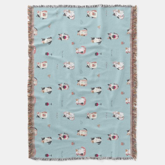 Couverture Cat & Wine Throw Blanket : Conception confortable  (devant Vertical)