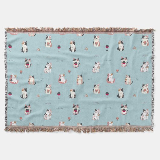 Couverture Cat & Wine Throw Blanket : Conception confortable (Devant)