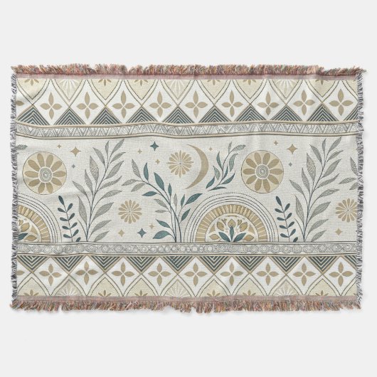 Couverture Céleste Botanique Folk Art Motif sans couture (Devant)