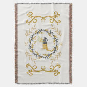 Couverture Cerf de Noël avec Couronne Crème Jaune (devant Vertical)