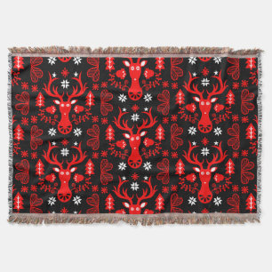 Couverture Cerf de Noël rouge scandinave