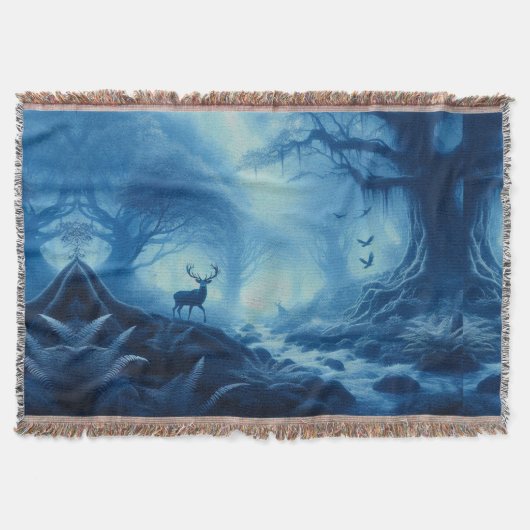 Couverture Cerfs dans une forêt sombre de brume bleue (Devant)