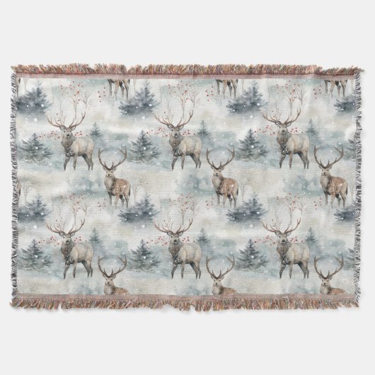 Couverture Cerfs de la forêt aquarelle d'hiver (4) (Devant)