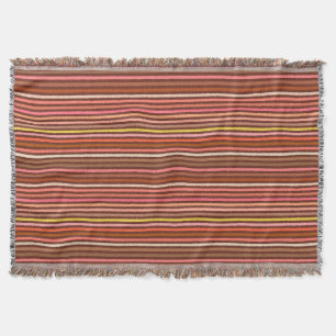 Couverture Chalk Stripes - Chocolat Brown et corail