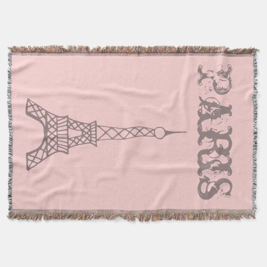 Couverture Chambre Tour Eiffel Pink Paris Jeter Blanche Cadea (Devant)