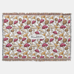 Couverture Champignons Motif nom personnalisé jeter couvertur