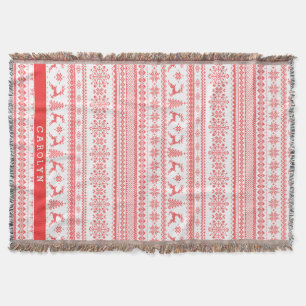 Couverture Chandail de Noël rouge brun motif monogramme