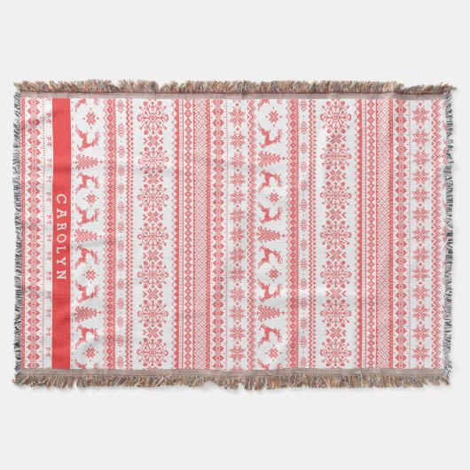 Couverture Chandail de Noël rouge brun motif monogramme (Devant)