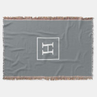 Charcoal Gray White Framed Initial monogram