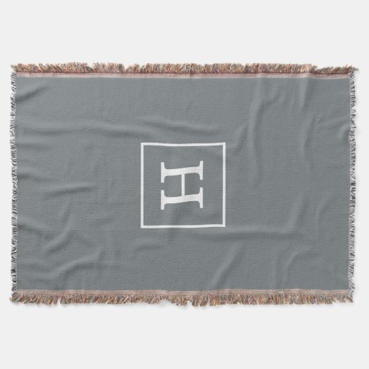 Couverture Charcoal Gray White Framed Initial monogram (Devant)
