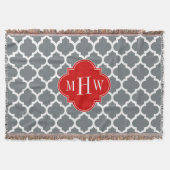 Couverture Charcoal, White Moroccan #5 Red 3 Initial Monogram (Devant)