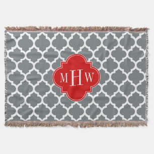 Couverture Charcoal, White Moroccan #5 Red 3 Initial Monogram
