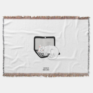 Couverture Chat Blanc Dormir Sur L'Ordinateur Portable Jeter 