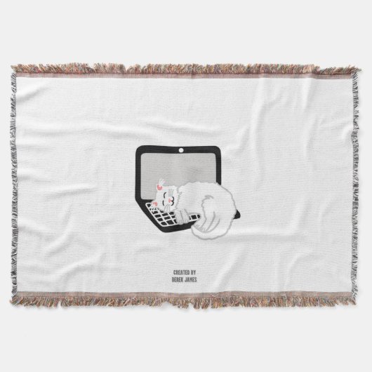 Couverture Chat Blanc Dormir Sur L'Ordinateur Portable Jeter  (Devant)