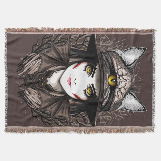 Couverture Chat de sorcière Halloween Déplaisant Portrait mig (Devant)