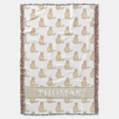 Couverture Chat Maine Coon personnalisé (orange) rose et blan (devant Vertical)