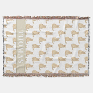 Couverture Chat Maine Coon personnalisé (orange) rose et blan