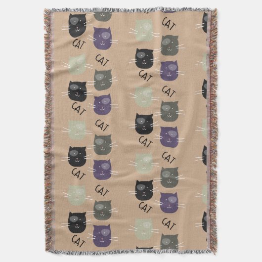 Couverture Chat mignon noir violet gris noir (devant Vertical)